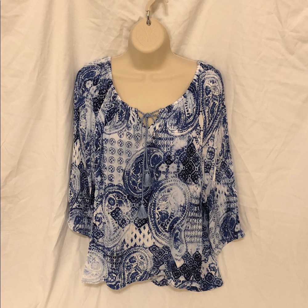 Blue Flounce Blouse